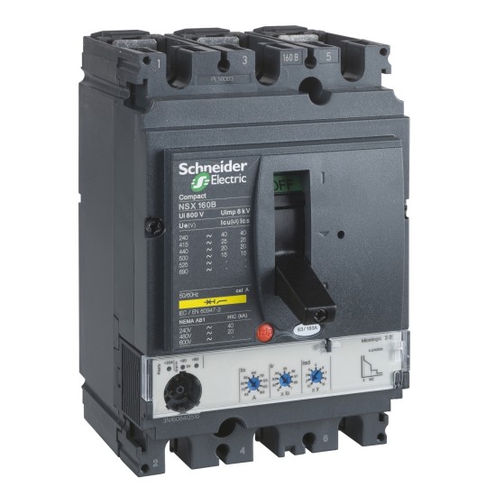 Schneider Circuit Breaker Compact NSX160B Micrologic 2.2 160A 3Pole 3d price in Paksitan