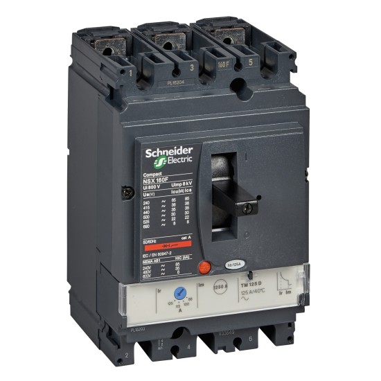 Schneider Circuit Breaker Compact NSX160B TMD 125A 3Pole 3d price in Paksitan