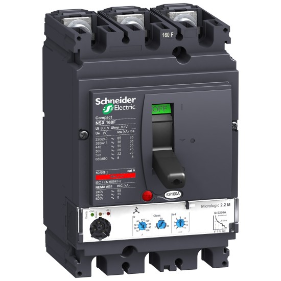 Schneider Circuit Breaker Compact NSX160F Micrologic 2.2 160A 3Pole 3d price in Paksitan