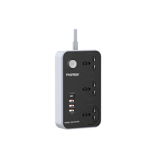 Faster FUS-640 Power Strip Extension with PD+3 QC3.0 USB Ports price in Paksitan