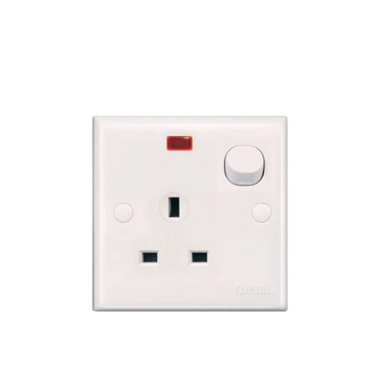E-Series E15N 13A 3 Pin Flat Switched Socket With Neon price in Paksitan