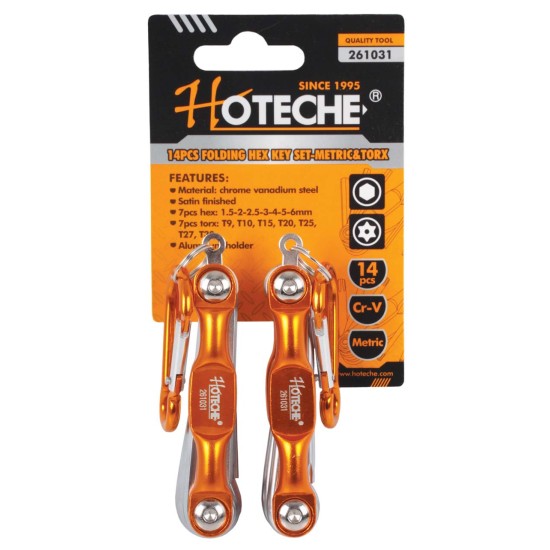 Hoteche 261031 14Pcs Folding Hex Key Set Metric & Torx price in Paksitan