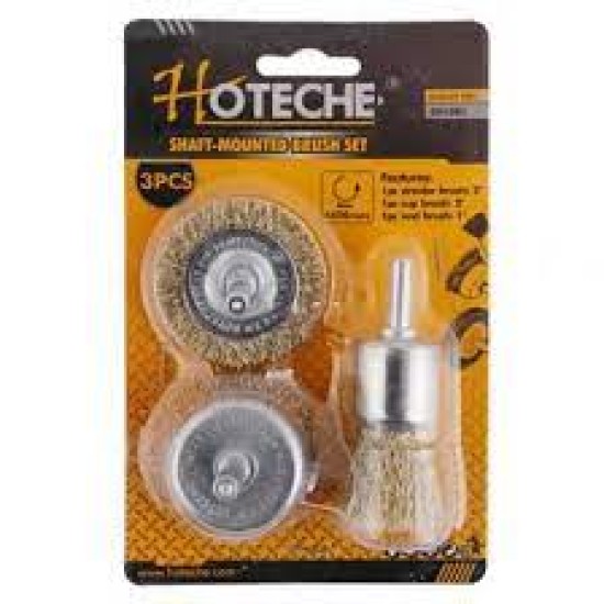Hoteche 591001 3Pcs Shaft-Mounted Wire Brush Set price in Paksitan