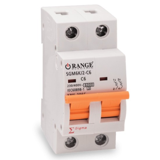 Orange Electric 63A Sigma Series 2Pole Type-C MCB Breaker price in Paksitan