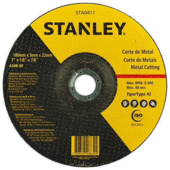 Stanley STA0411 7'' 180x3x22mm Metal Cutting Disc price in Paksitan