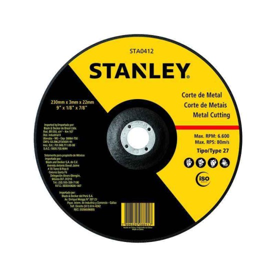 Stanley STA0414 7'' 180x6x22mm Metal Grinding Disc price in Paksitan
