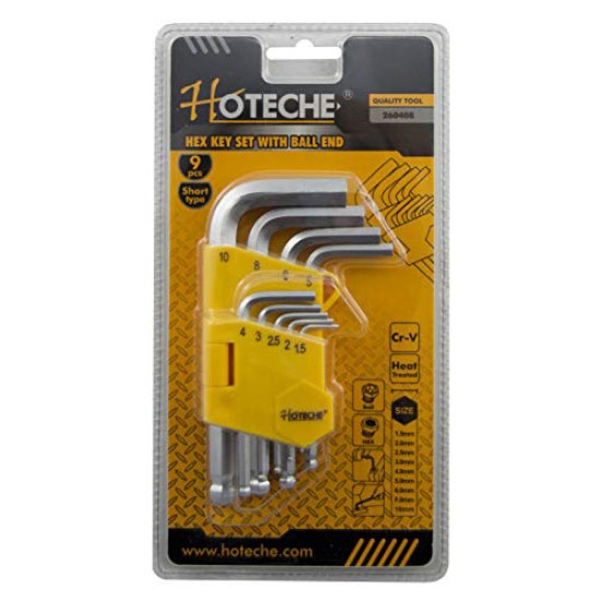 HOTECHE 260408 9 Pcs Short Hex Key Wrench Set with Ball End price in Paksitan
